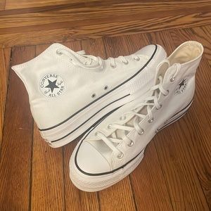 Converse high top platform white canvas chuck taylors size 10
